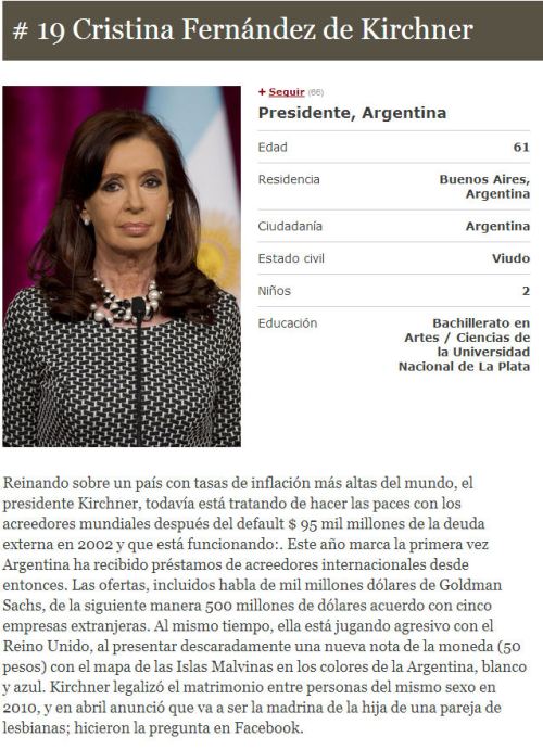CFK entre las poderosas